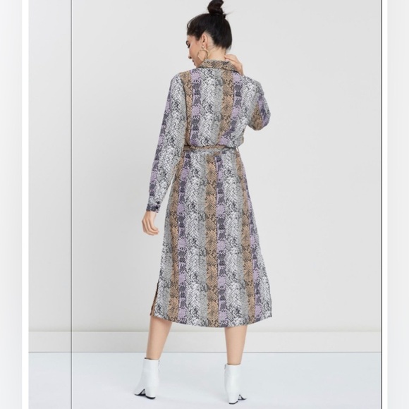 Miss Selfridge Snake Print Midi Dress In‎ Lilac Size 4 Preppy Feminine Flowy - Picture 3 of 16
